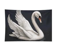 HETVBNS White Swan Tapestry Wall Hanging - 60"x90" Aesthetic Tapestries Soft Polyester Wall Art Decor Large Tapestry for Bedroom Living Room Dorm Backdrop, Hanging Kit Included