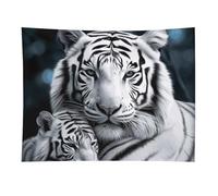 HETVBNS White Tiger Tapestry Wall Hanging - 30"x40" Aesthetic Tapestries Soft Polyester Wall Art Decor Large Tapestry for Bedroom Living Room Dorm Backdrop, Hanging Kit Included