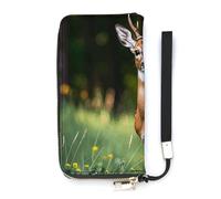 HETVBNS Whitetail Deer Fawn Wallet, Elegant Wristlet Wallet with Multi-Card Slots, PU Leather Long Purse for Women, Men