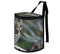 HETVBNS Wild Owl Birds Car Trash Can with Lid, Leakproof Hanging Automotive Trash Bin, Waterproof Garbage Storage Bag for Vehicles, RV, Bathroom, Office
