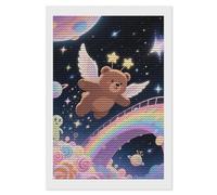 HETVBNS Winged Bear Diamond Painting Kits for Adults, Full Round Drill DIY Diamond Art for Beginners, 5D Gem Art and Crafts for Home Wall Decor 8"x12"