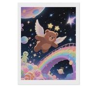 HETVBNS Winged Bear Diamond Painting Kits for Adults, Full Round Drill DIY Diamond Art for Beginners, 5D Gem Art and Crafts for Home Wall Decor 12"x16"