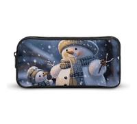 HETVBNS Winter Snowman Pencil Case Large Capacity, Durable Pencil Pouch Portable Small Cosmetic Bag with Metal Zipper, Simple Makeup Pouch Aesthetic Toiletry Bag for Travel Office