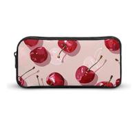 HETVBNS With Cherry Pattern Pencil Case Large Capacity Zipper Pouch, Durable Pencil Box Organizer, Portable Small Cosmetic Bag for Office, Travel