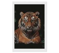 HETVBNS with Tiger and Paws Diamond Painting Kits for Adults, Full Round Drill DIY Diamond Art for Beginners, 5D Gem Art and Crafts for Home Wall Decor 8"x12"