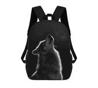 HETVBNS Wolf Facing The Moon Backpack for Women Men, Durable 600D Polyester Bookbag with Large Capacity, Lightweight 17 Inch Laptop Backpack Minimalism Casual Daypack for Work, Travel