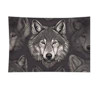 HETVBNS Wolf Head Pattern Tapestry Wall Hanging - 40"x60" Aesthetic Tapestries Soft Polyester Wall Art Decor Large Tapestry for Bedroom Living Room Dorm Backdrop, Hanging Kit Included