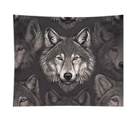 HETVBNS Wolf Head Pattern Tapestry Wall Hanging - 50"x60" Aesthetic Tapestries Soft Polyester Wall Art Decor Large Tapestry for Bedroom Living Room Dorm Backdrop, Hanging Kit Included