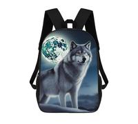 HETVBNS Wolf Under Moon Backpack for Women Men, Durable 600D Polyester Bookbag with Large Capacity, Lightweight 17 Inch Laptop Backpack Minimalism Casual Daypack for Work, Travel