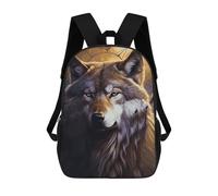 HETVBNS Wolves And Dream Catchers Backpack for Women Men, Durable 600D Polyester Bookbag with Large Capacity, Lightweight 17 Inch Laptop Backpack Minimalism Casual Daypack for Work, Travel