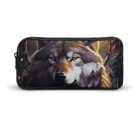 HETVBNS Wolves And Dream Catchers Pencil Case Large Capacity, Durable Pencil Pouch Portable Small Cosmetic Bag with Metal Zipper, Simple Makeup Pouch Aesthetic Toiletry Bag for Travel Office