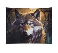 HETVBNS Wolves And Dream Catchers Tapestry Wall Hanging - 30"x40" Aesthetic Tapestries Soft Polyester Wall Art Decor Large Tapestry for Bedroom Living Room Dorm Backdrop, Hanging Kit Included