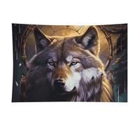 HETVBNS Wolves And Dream Catchers Tapestry Wall Hanging - 40"x60" Aesthetic Tapestries Soft Polyester Wall Art Decor Large Tapestry for Bedroom Living Room Dorm Backdrop, Hanging Kit Included