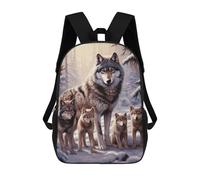 HETVBNS Wolves Family Backpack for Women Men, Durable 600D Polyester Bookbag with Large Capacity, Lightweight 17 Inch Laptop Backpack Minimalism Casual Daypack for Work, Travel