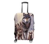 HETVBNS Wolves Family Luggage Cover, Elastic Luggage Protector Fits 19-32in Suitcases, Washable & Anti-Scratch Suitcase Cover for Men Women, style, Small, Classic