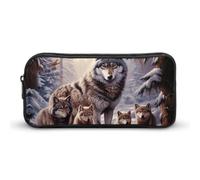 HETVBNS Wolves Family Pencil Case Large Capacity Zipper Pouch, Durable Pencil Box Organizer, Portable Small Cosmetic Bag for Office, Travel