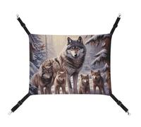 HETVBNS Wolves Family Pet Hammock for Cats & Dogs, Soft Breathable Canvas Hanging Hammock with Adjustable Straps, Comfortable & Durable Hanging Bed for Small to Medium Pets