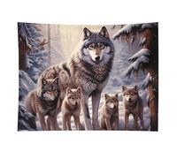 HETVBNS Wolves Family Tapestry Wall Hanging - 30"x40" Aesthetic Tapestries Soft Polyester Wall Art Decor Large Tapestry for Bedroom Living Room Dorm Backdrop, Hanging Kit Included