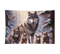 HETVBNS Wolves Family Tapestry Wall Hanging - 40"x60" Aesthetic Tapestries Soft Polyester Wall Art Decor Large Tapestry for Bedroom Living Room Dorm Backdrop, Hanging Kit Included