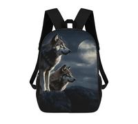 HETVBNS Wolves in The Moonlight Backpack for Women Men, Durable 600D Polyester Bookbag with Large Capacity, Lightweight 17 Inch Laptop Backpack Minimalism Casual Daypack for Work, Travel