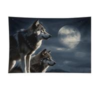 HETVBNS Wolves in The Moonlight Tapestry Wall Hanging - 40"x60" Aesthetic Tapestries Soft Polyester Wall Art Decor Large Tapestry for Bedroom Living Room Dorm Backdrop, Hanging Kit Included