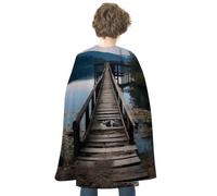 HETVBNS Wooden Trestle by The Water Halloween Cape Reversible Cosplay Costume Party Cloak for Masquerade, Christmas, Role Play
