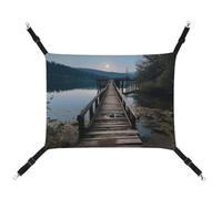 HETVBNS Wooden Trestle by The Water Pet Hammock for Cats & Dogs, Soft Breathable Canvas Hanging Hammock with Adjustable Straps, Comfortable & Durable Hanging Bed for Small to Medium Pets