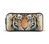 HETVBNS Year of The Tiger Tiger Face Pencil Case Large Capacity, Durable Pencil Pouch Portable Small Cosmetic Bag with Metal Zipper, Simple Makeup Pouch Aesthetic Toiletry Bag for Travel Office