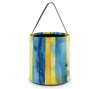 HETVBNS Yellow And Blue Pattern Candy Bag Halloween Trick Or Treat Bucket 7.9x8.3in, Reusable Gift Bags for Party Holiday Wedding