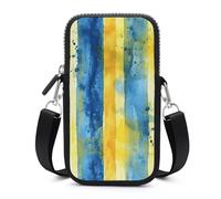 HETVBNS Yellow And Blue Pattern Cell Phone Bag with Detachable Strap, Aesthetic Mini Sling Bag Small Crossbody Bag for Phone