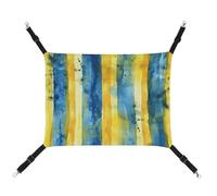 HETVBNS Yellow and Blue Pattern Pet Hammock for Cats & Dogs, Soft Breathable Canvas Hanging Hammock with Adjustable Straps, Comfortable & Durable Hanging Bed for Small to Medium Pets