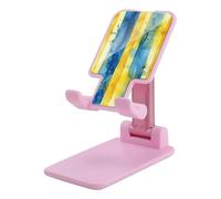 HETVBNS Yellow and Blue Pattern Phone Stand for Desk - Adjustable & Foldable Tablet Stand Portable Cell Phone Stand Holder Compatible with 4-13" Smartphones, Tablets