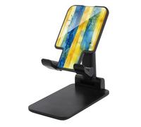 HETVBNS Yellow and Blue Pattern Phone Stand for Desk - Adjustable & Foldable Tablet Stand Portable Cell Phone Stand Holder Compatible with 4-13" Smartphones, Tablets