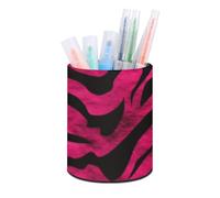 HETVBNS Zebra Tiger Leopard Pen Holder for Desk PU Leather Round Desk Organizer Multifunctional Makeup Brush Storage Aesthetic Desktop Supplies Stylish Pencil Holder for Office & Home