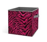 HETVBNS Zebra Tiger Leopard Storage Bins 10.6 Inch, Oxford Fabric Foldable Storage Cube Organizer Basket with Handles, Fabric Bins for Closet Shelves, Toys, Clothes, Books, Bedroom