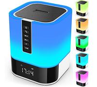 Hetyre Night Light Bluetooth Speaker, 5 in 1 Touch Control Bedside Lamp Dimmable Multi-Color Changing, Bedroom Alarm Clock, Best Birthday Gift Ideas for 10 11 12 13 14 Year Old Teenage Girls/Boys