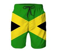 Heucapc Men's Swim Trunks Quick Dry Swimming Trunks Upside Down Pineapple Beach Shorts with Mesh Lining and Pockets, Jamaica, M