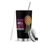 Heucapc Upside Down Pineapple Tumbler Plays Well with Others Tumbler Cup 20 OZ Tumbler Cup with Straw and Lid Cups Swingers Pineapple Travel Mug Gifts for Women