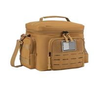 HEUchuan Lunch Bag for Men Outdoor Heavy Duty Box Work Leakproof Insulated Thermal Cooler Meal Camping Picnic for Hot/Cold Meals(Khaki - Black Zipper)