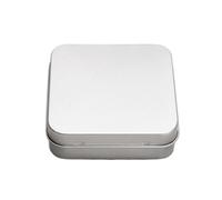 HEUchuan Metal tin with lid Mini Square Small Tin Box Metal Hinged Flip Storage Kit Case Jewelry Coin Candy Organizer Portable(Silver)