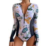 HEUchuan One-Piece Swimsuit Closed Long Sleeve Swimwear For Sports Surfing Bodysuit Women Swimming Bathing Suit for Surfing In The Ocean(Color 1,L)