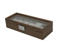HEUchuan Solid Wood Watch Box 1PC Black Walnut Pattern Wooden 6-Digit Watch Storage Display Box Packaging