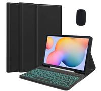 HEUCYL Backlit Keyboard Case for Samsung Galaxy Tab S10+ 2024/Tab S9 FE+/S9+ 2023/S8+ 2022/S7 FE 2021/S7+ 12.4-inch, 7-Color Backlit Keyboard Detachable Wireless Bluetooth Keyboard,Black
