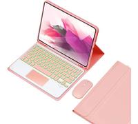 HEUCYL Keyboard Case for Samsung Galaxy Tab S10+ 2024/Tab S9 FE+/S9+ 2023/S8+ 2022/S7 FE 2021/S7+ 2020 12.4 in, 7 Color Backlit Touchpad Keyboard With S Pen Holder, Detachable Wireless Keyboard,Pink