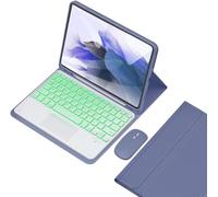 HEUCYL Keyboard Case for Samsung Galaxy Tab S10+ 2024/Tab S9 FE+/S9+ 2023/S8+ 2022/S7 FE 2021/S7+ 2020 12.4 in, 7 Color Backlit Touchpad Keyboard With S Pen Holder, Detachable Wireless Keyboard,Purple