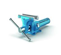 HEUER Compact Clamp Vise, 120mm Backenbreite, 125mm Spann-Weite, Alloy Steel, Blue and Silver