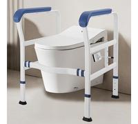 Heuffe Floor-Mounted Height-Adjustable Toilet Standing Aid - Heavy Duty Safety Frame with Armrests for Seniors/Disabled People - No Drilling Required