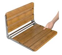 Heuffe Folding Shower Seat Wall Mounted,Fold Up Shower Stool,Shower Chair Foldable,Fold Down Shower Seat for Elderly Disabled （Wooden）