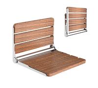 Heuffe Folding Shower Seat Wall Mounted,Fold Up Shower Stool Wooden,Shower Chair Foldable,Fold Down Bathroom Stool for Elderly