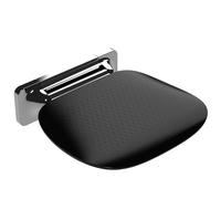 Heuffe Folding Shower Seat Wall Mounted with Large Seat - Ergonomic Non-Slip Bath Stool for Seniors and Disabled People 180 kg Heavy Duty Black